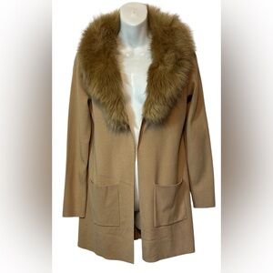 NWT Belldini Camel Sweater with Faux Fur Collar SZ S